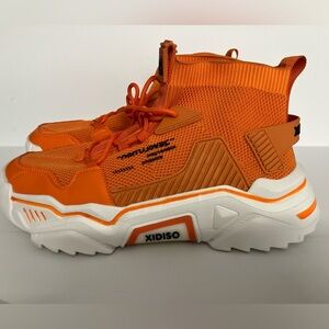 Men’s High Top Sneakers, Slip Ons, EU 44/US 10, Orange, Xidiso
